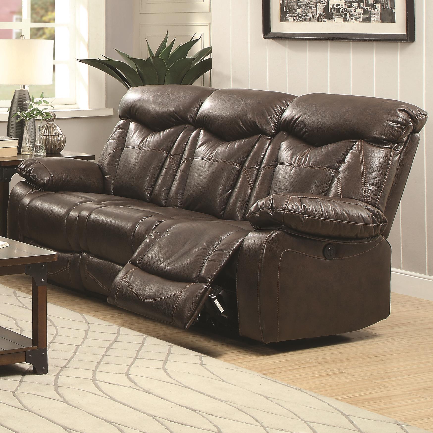 Coaster Zimmerman Power Reclining Sofa with Pillow Arms Dream Home